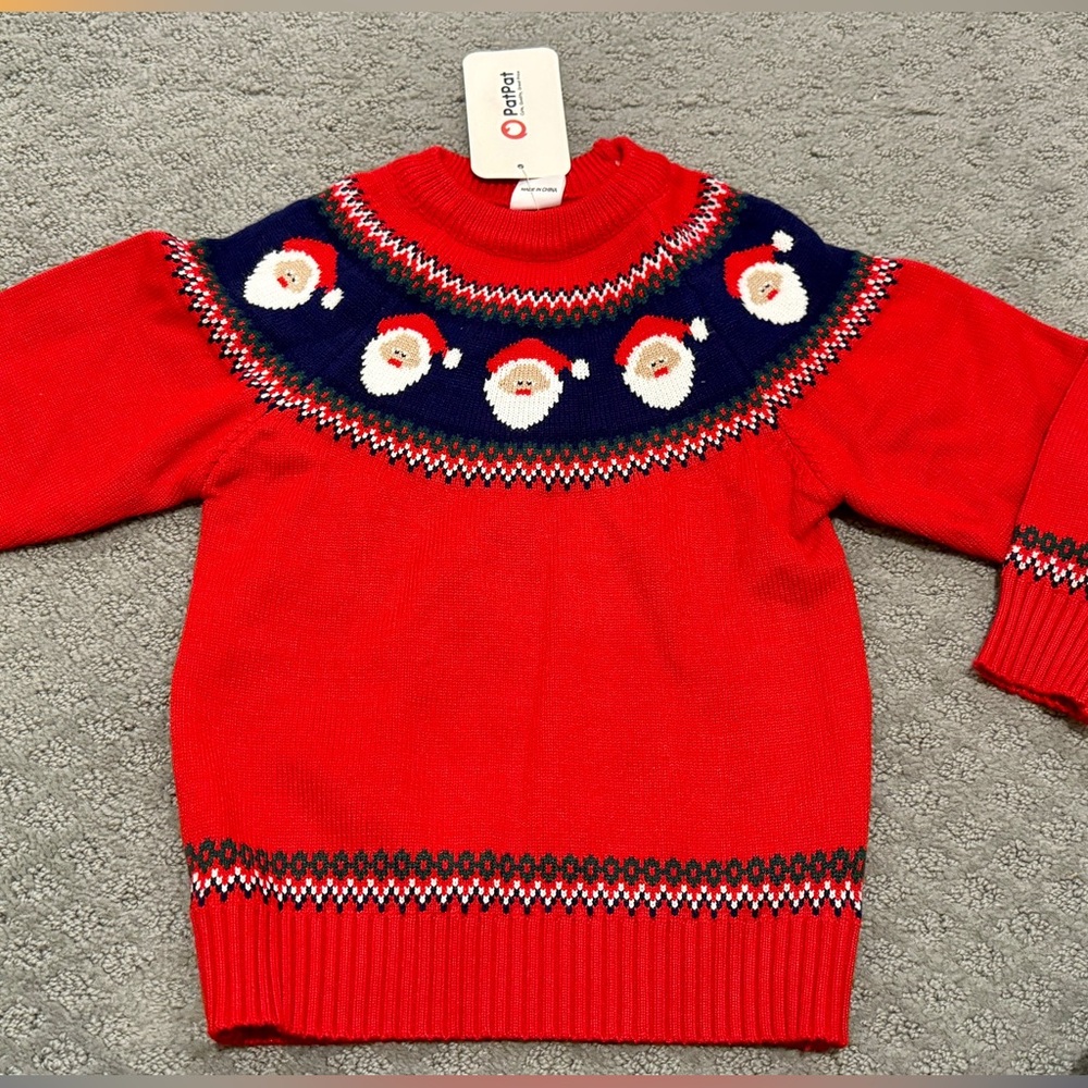 Red and blue Santa sweater never worn! PatPat! Sz 3-4 so festive and soft!
